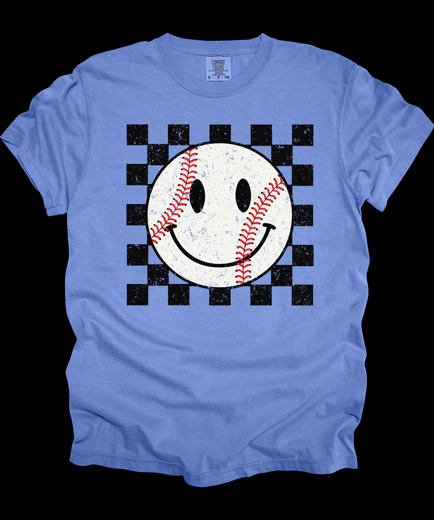 Smiley Checkered Baseball